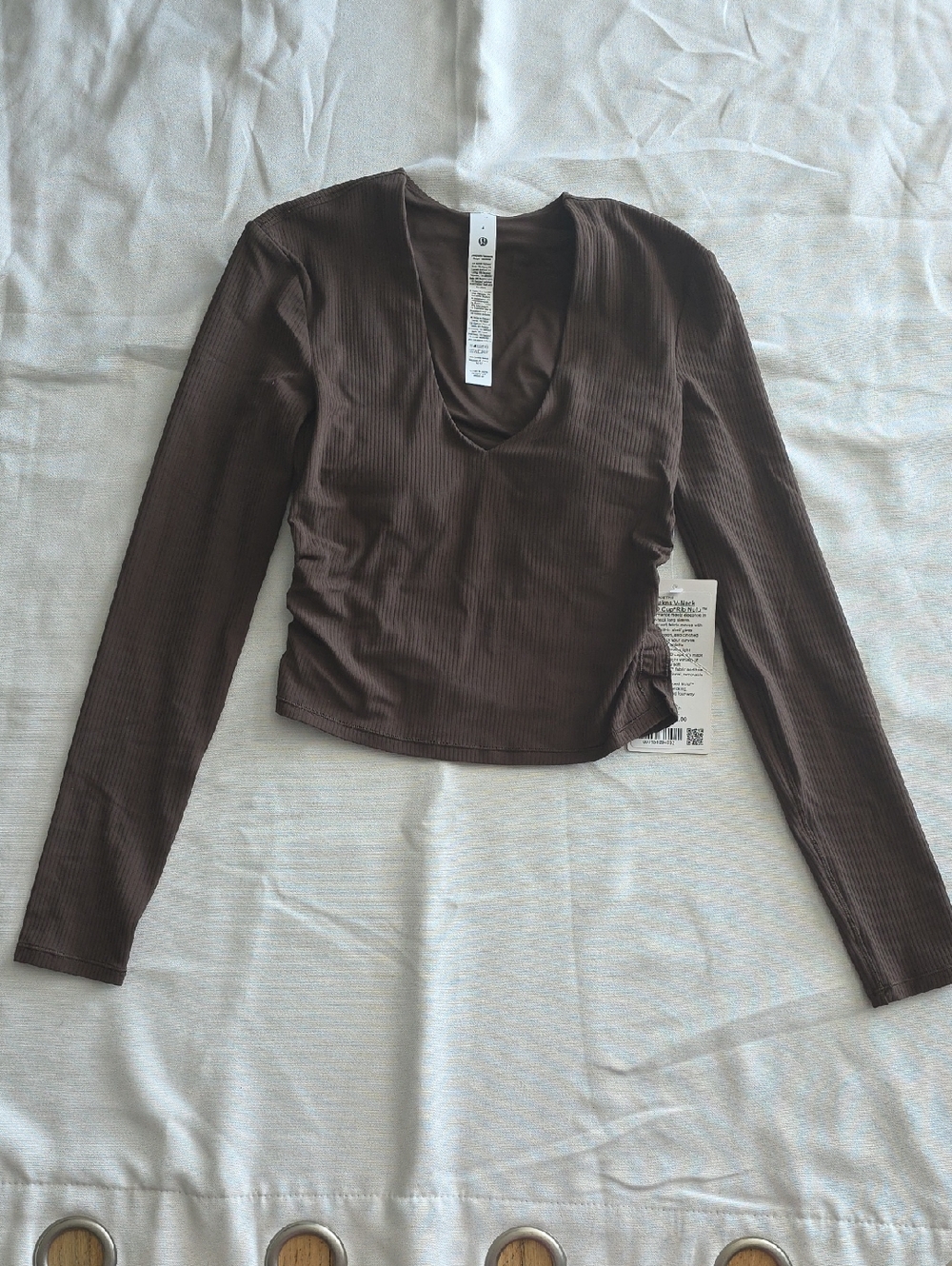 All It Takes V-neck Long Sleeve B-D Cup Rib Nulu Brown NWT